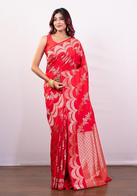 Red Woven Silk Saree