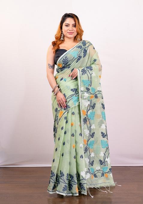 Green Woven Jamdani Saree