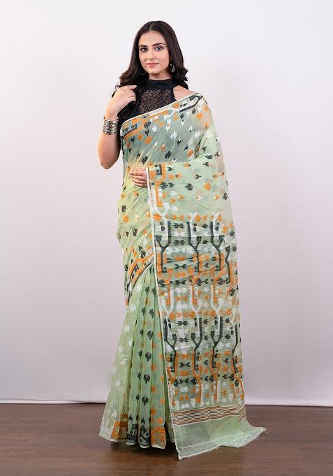 Green Woven Jamdani Saree