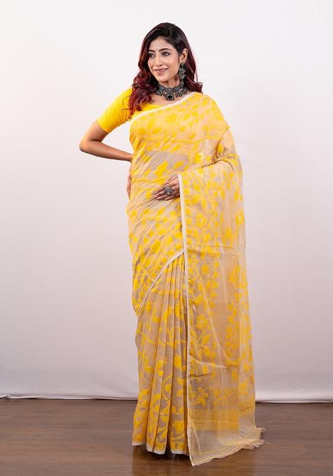 Beige Woven Jamdani Saree