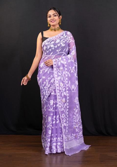 Purple Woven Jamdani Saree
