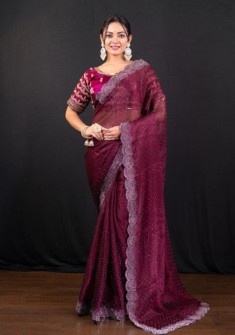 Rose Gold Embroidery Jimmy Choo Saree