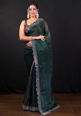 Green Embroidery Jimmy Choo Saree