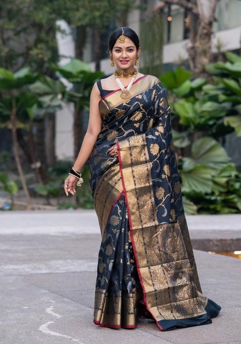 Black Woven Silk Saree
