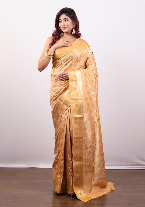 Beige Woven Silk Saree