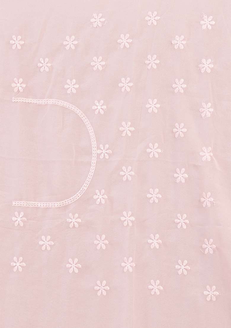 Pink Sequins Embroidery Work Georgette Saree Set - Indya