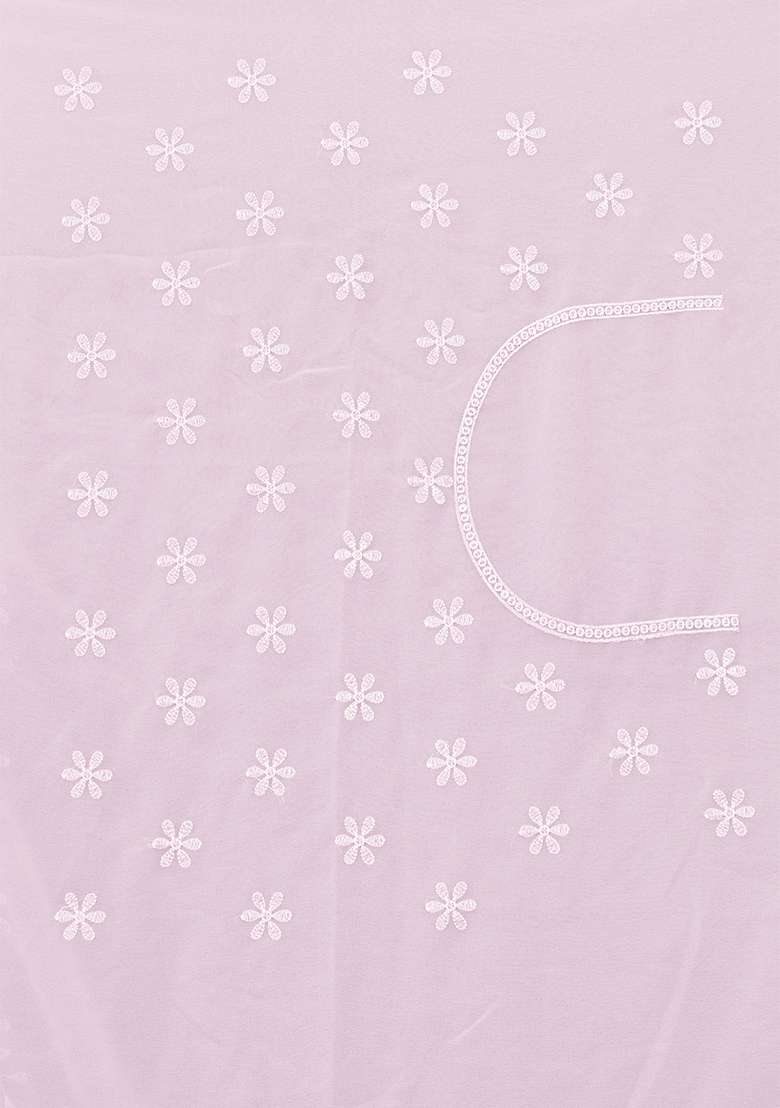 Lavender Sequins Embroidery Work Georgette Saree Set - Indya