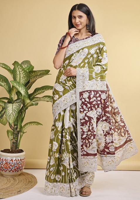 Multicolor Printed Cotton Saree
