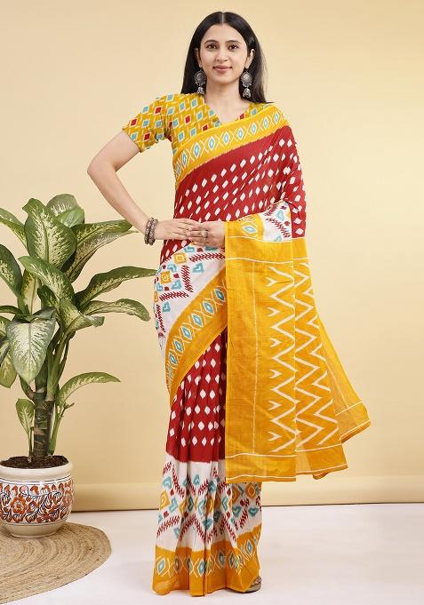 Multicolor Printed Cotton Saree