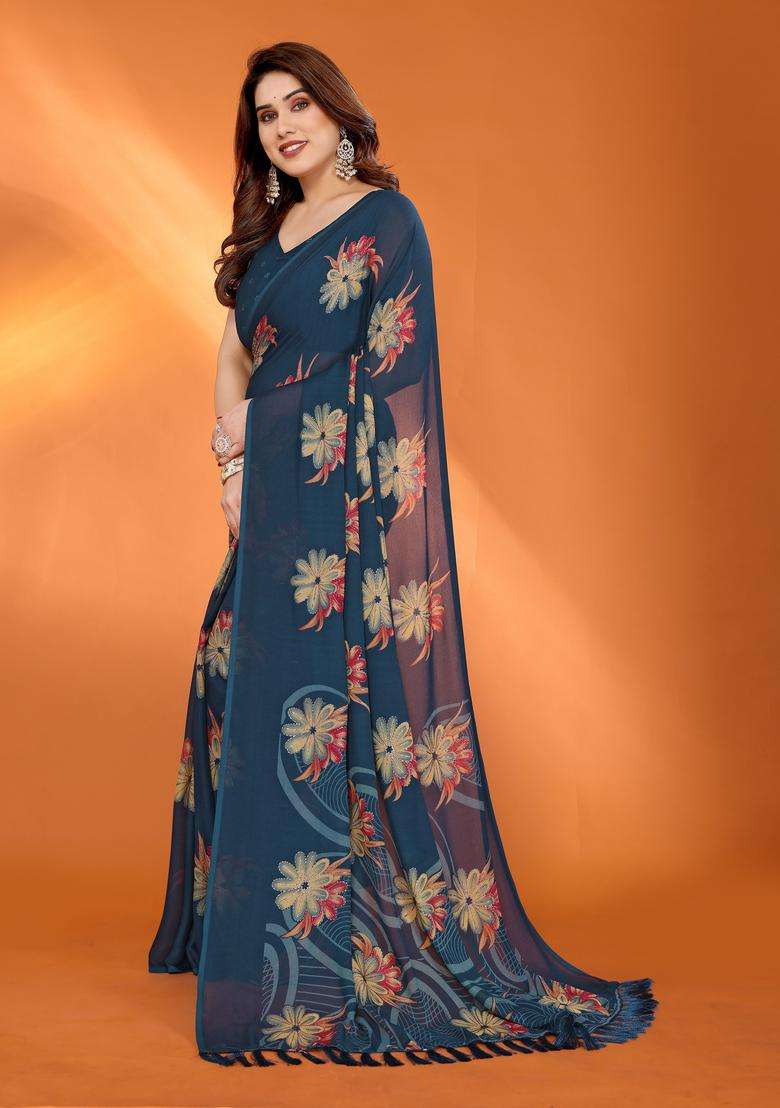 MORPICH Satin Saree Set with Printed for Diwali | Wedding & Festive Wear - Indya