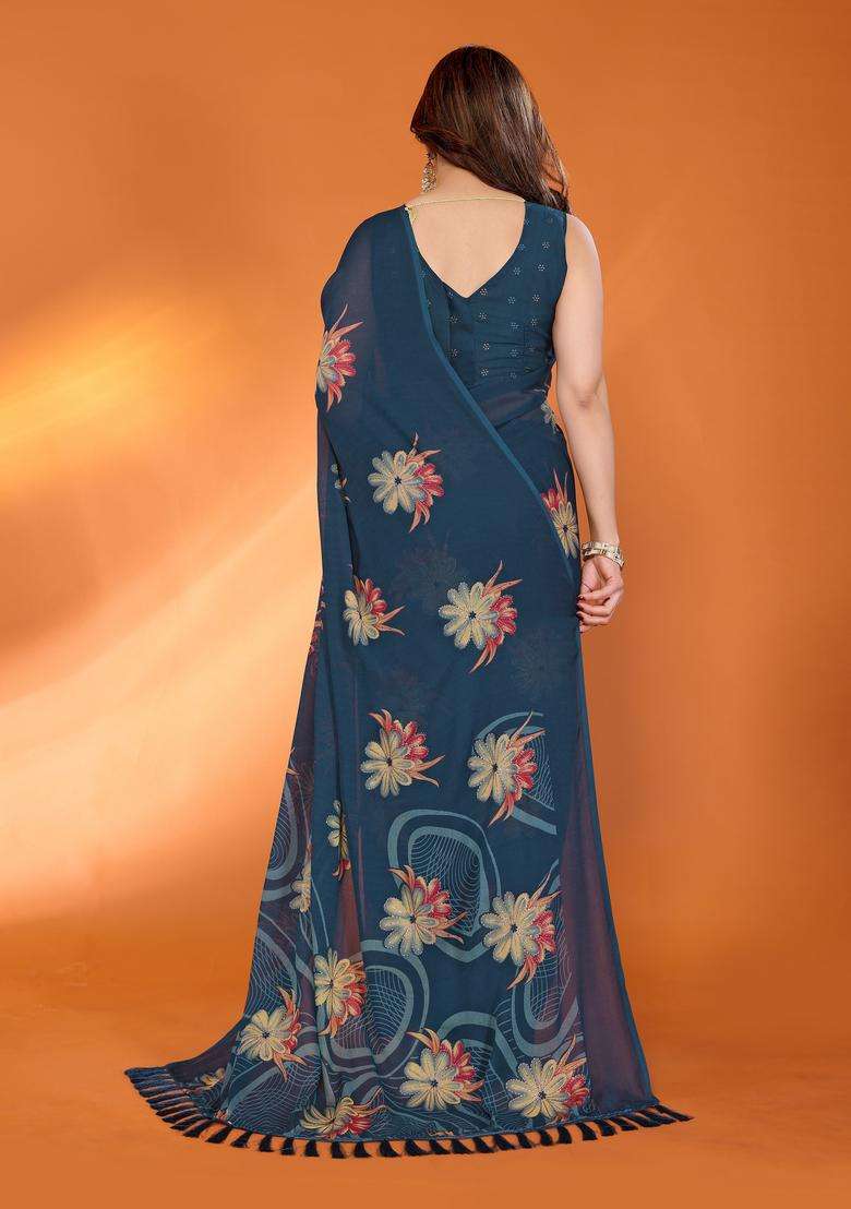MORPICH Satin Saree Set with Printed for Diwali | Wedding & Festive Wear - Indya