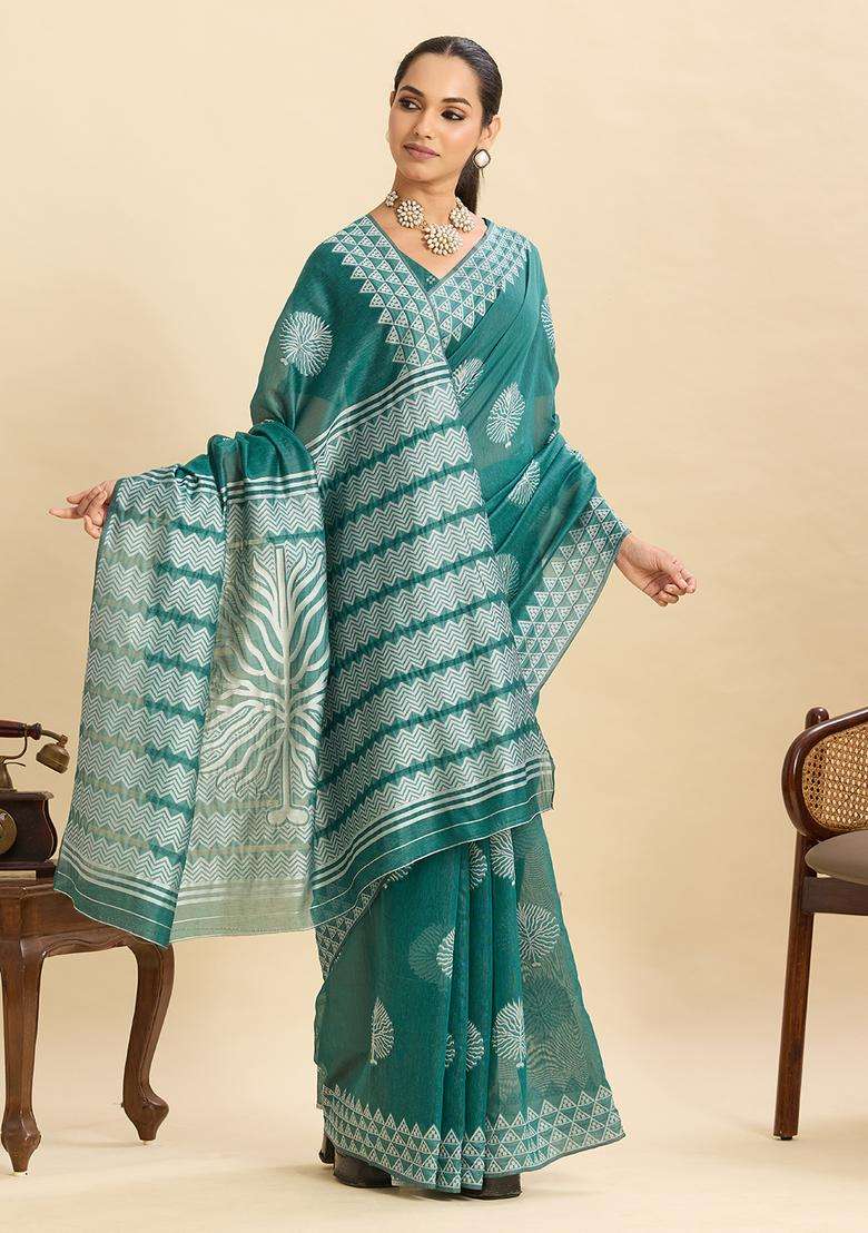 rama Weaving Work Silk Saree Set - Indya