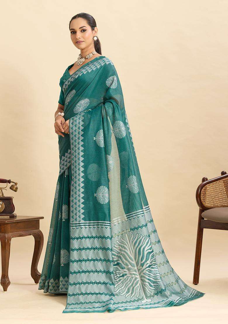 rama Weaving Work Silk Saree Set - Indya