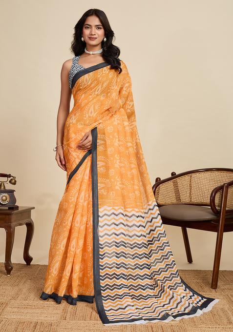 blue Zari Work Poly Blended Saree Set