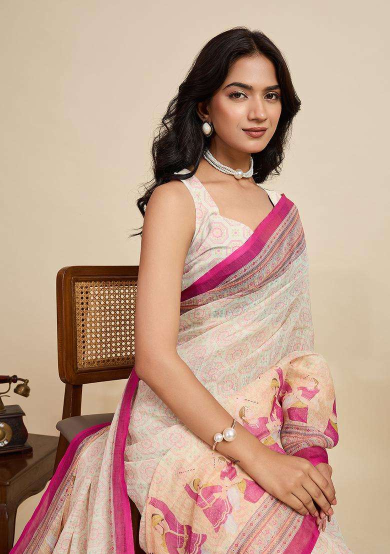 maroon Zari Work Poly Blended Saree Set - Indya