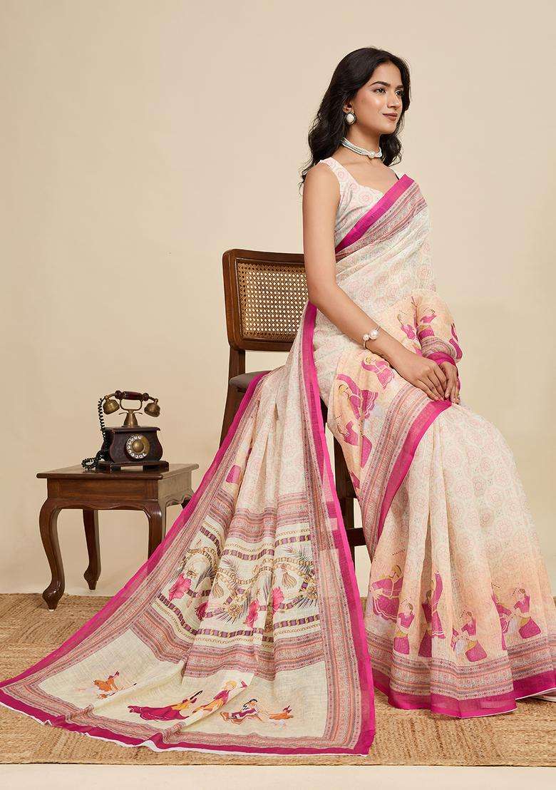 maroon Zari Work Poly Blended Saree Set - Indya