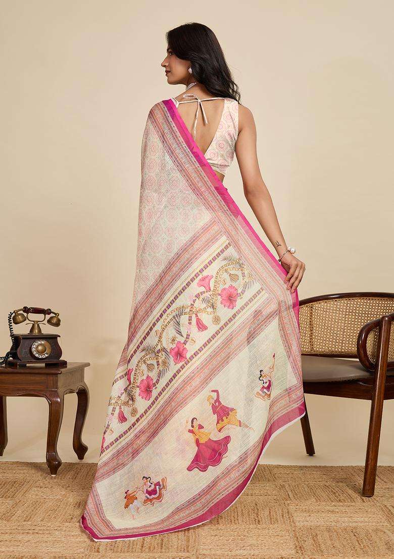 maroon Zari Work Poly Blended Saree Set - Indya