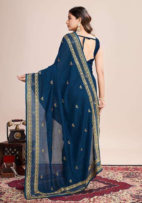 Buy Women DARK RAMA Embroidery Silk Saree Set - XSS10209 - New Arrivals ...