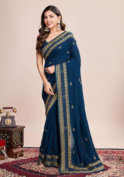 Buy Women DARK RAMA Embroidery Silk Saree Set - XSS10209 - New Arrivals ...