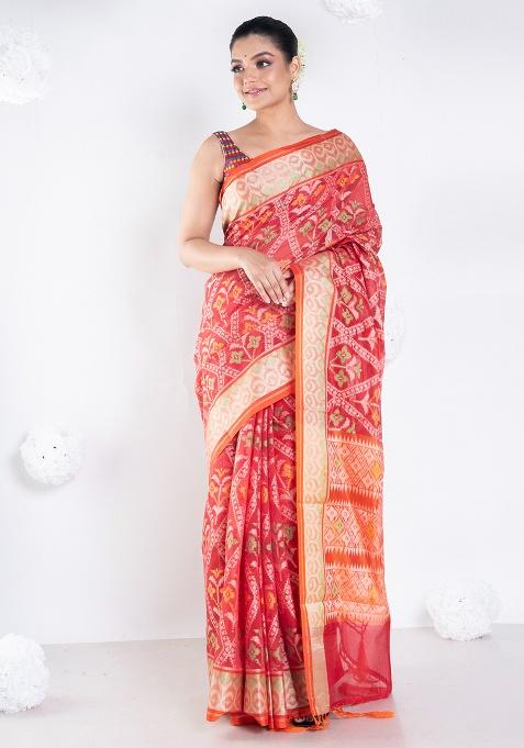 Red Woven Silk Saree