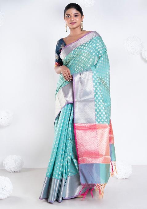 Green Woven Organza Saree