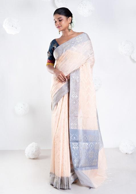 Pink Woven Silk Saree