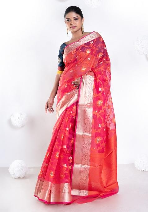 Red Woven Silk Saree