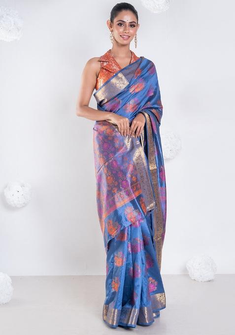 Grey Woven Silk Saree