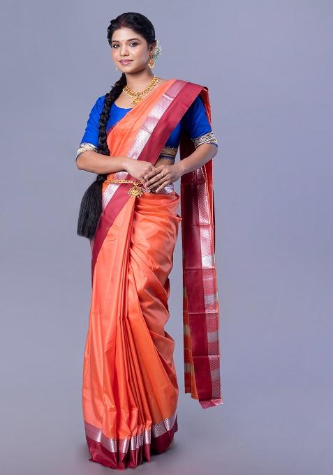Rust Woven Silk Saree