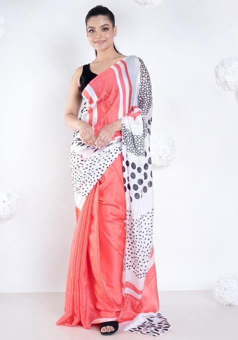 Coral Digital Print Georgette Saree