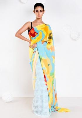 Multicolor Digital Print Georgette Saree