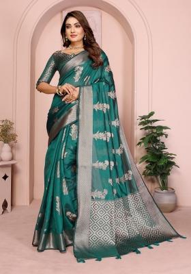 Rama Embroidery Silk Saree Set