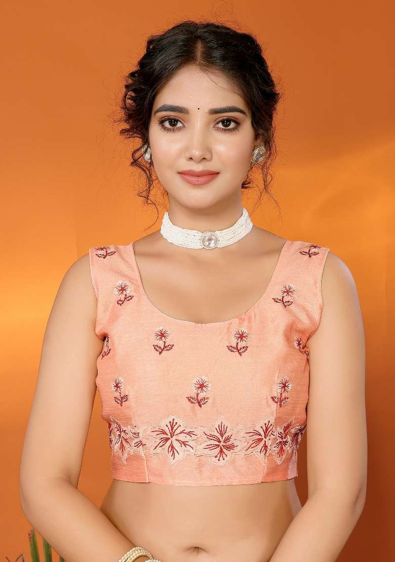 Orange Embroidery Jimmy Choo Saree Set - Indya