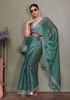 Rama Embroidery Jimmy Choo Saree Set
