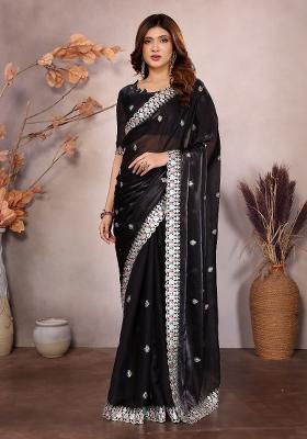 Black Embroidery Jimmy Choo Saree Set