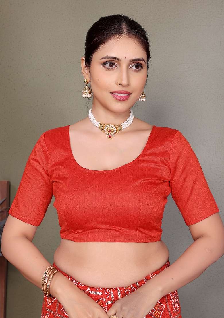 Red Gota Patti Work Silk Saree Set - Indya