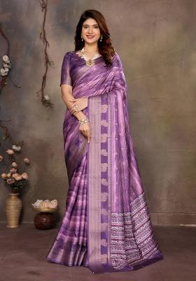 Purple Digital Print Dola Saree Set