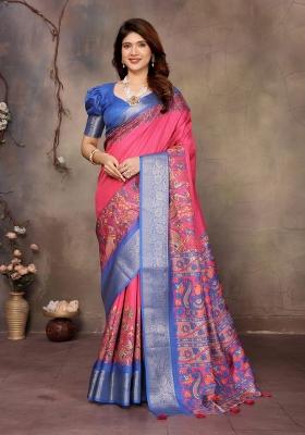 Pink Digital Print Dola Saree Set