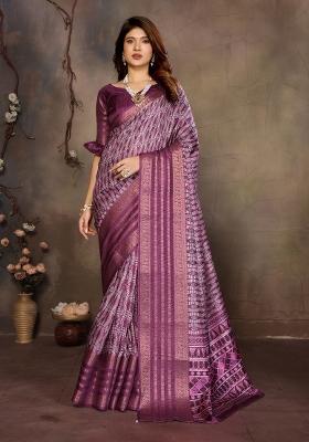 Purple Digital Print Dola Saree Set