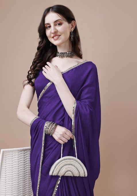 Purple Solid Silk Sarees