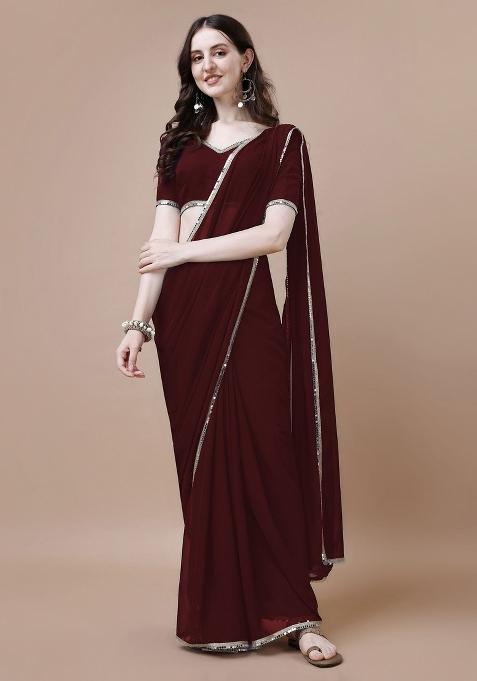 Maroon Solid Georgette Sarees