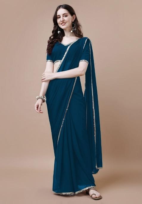 Light Blue Solid Georgette Sarees