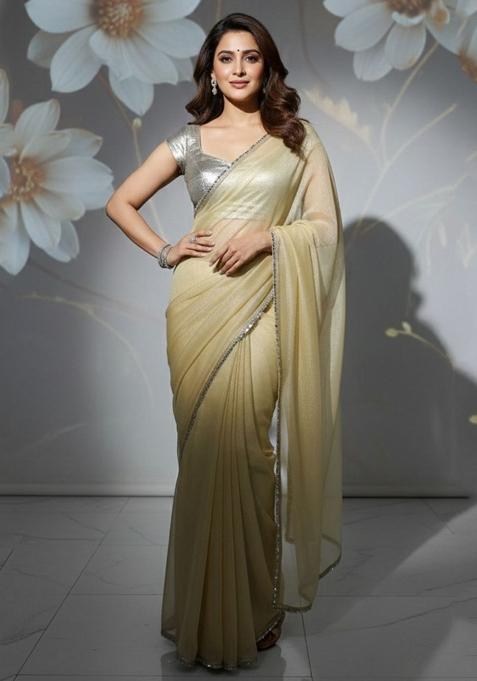 Beige Embellished Net Sarees