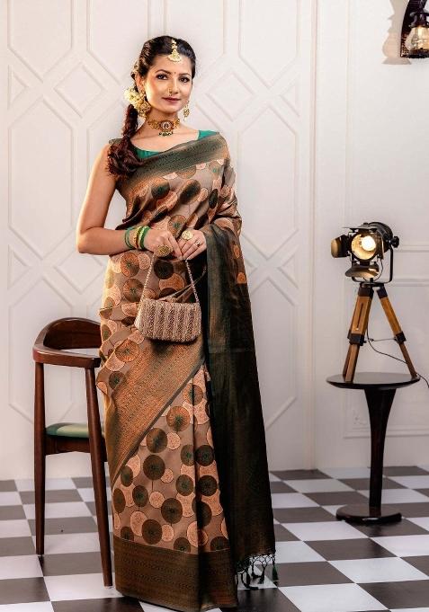 Pink Woven Silk Sarees