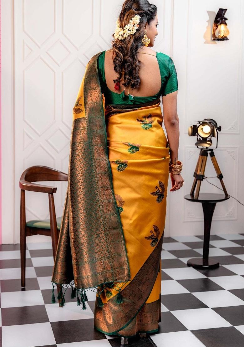 Multicolor Woven Silk Sarees - Indya