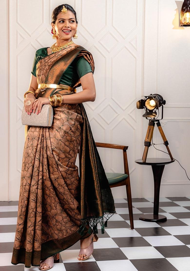 Pink Woven Silk Sarees - Indya