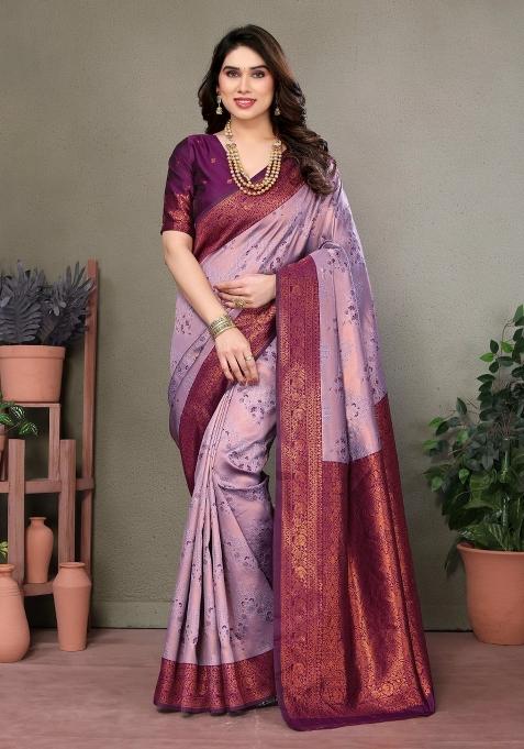 Purple Woven Silk Sarees