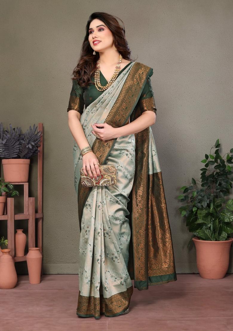Multicolor Woven Silk Sarees - Indya