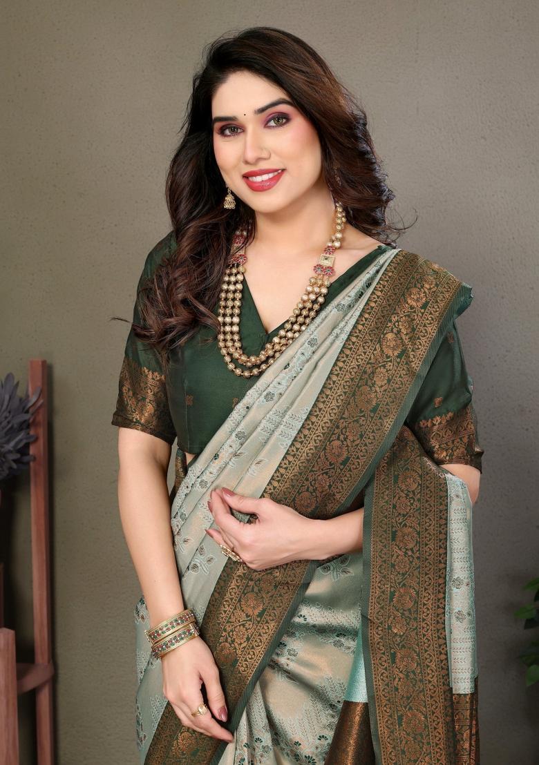 Multicolor Woven Silk Sarees - Indya