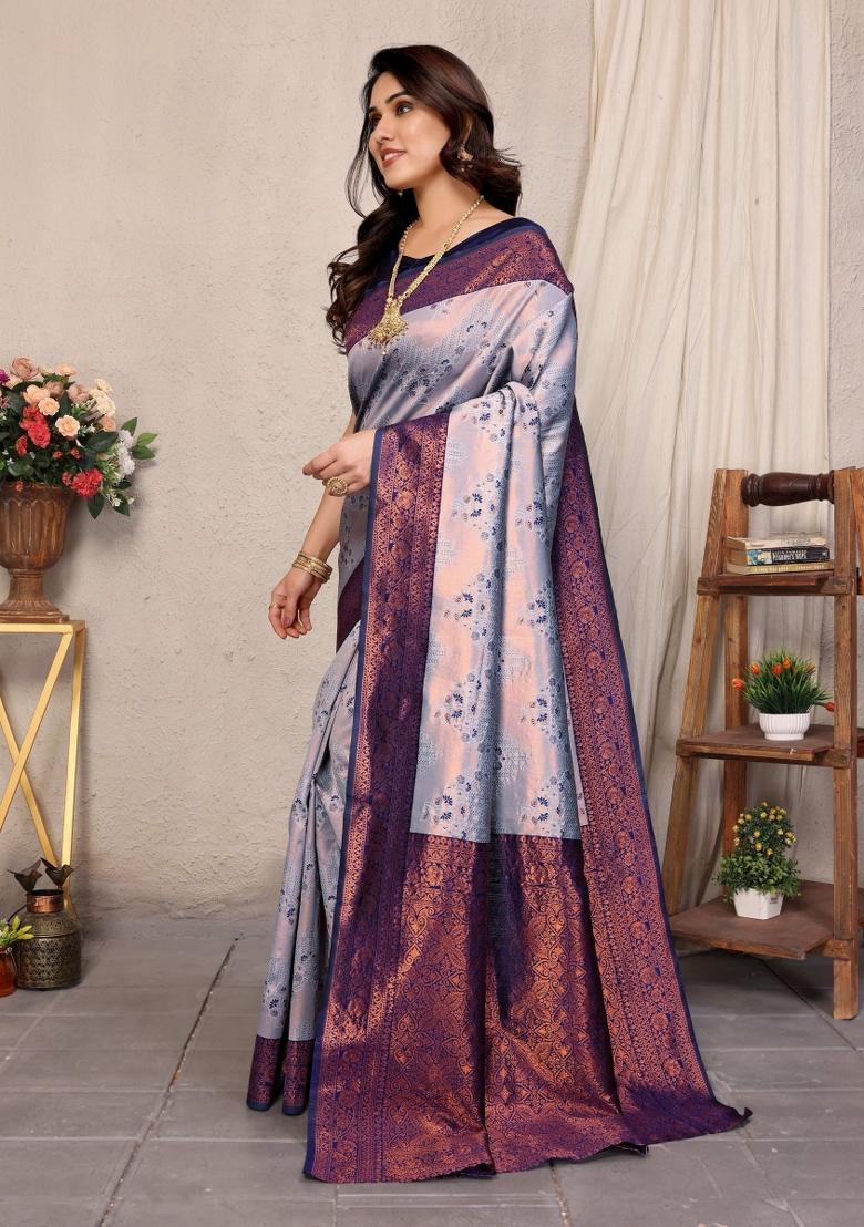 Multicolor Woven Silk Sarees - Indya
